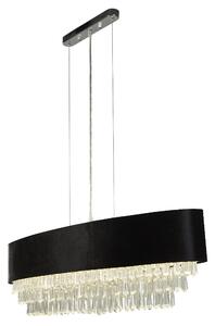 Glamour 8 Light Clear Crystal Pendant Light In Black Velvet