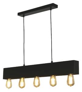 Piano 5 Light Diner Bar Ceiling Pendant Light In Matt Black