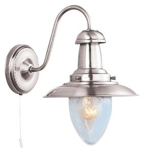 Fisherman Clear Seeded Glass Wall Light In Satin Silver