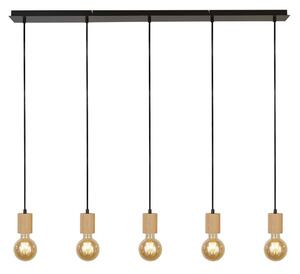 Spinny 5 Light Bar Pendant Light In Wood And Matt Black