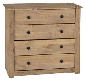 Prinsburg Wide Wooden Chest Of 4 Drawers In Natural Wax