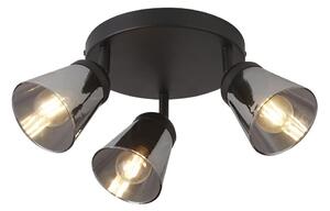 Mega 3 Light Smoked Glass Shade Spotlight Round In Black