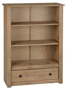 Prinsburg Wooden 1 Drawer Bookcase In Natural Wax