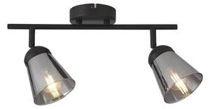 Mega 2 Light Smoked Glass Shade Spotlight In Black