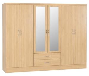 Mark Wooden Wardrobe With 6 Doors 2 Drawers In Sonoma Oak