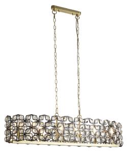 Iris 6 Light Crystal Frame Bar Pendant Light In Black And Brass