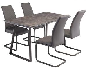 Paroz Wooden Dining Table With 4 Huskon Grey Chairs