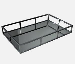 Vernon Silver Mirrored Tray With Stainless Steel Frame