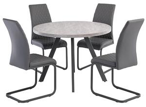 Remika Light Grey Dining Table With 4 Huskon Grey Chairs