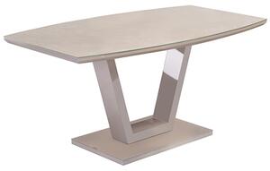 Samson Glass Top Gloss Marble Effect Dining Table In Latte