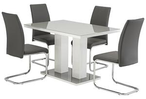 Aarina Grey Gloss Dining Table With 4 Montila Grey Chairs