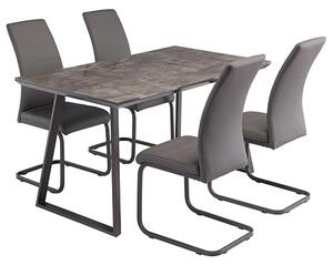 Paroz Wooden Dining Table With 4 Michton Grey Chairs