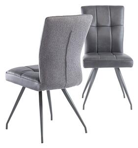 Kebrila Grey Faux Leather Dining Chairs In Pair