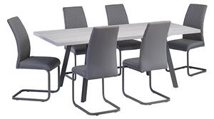 Athink Extending Grey Dining Table With 6 Huskon Grey Chairs