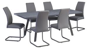 Paley Extending Dining Table With 6 Huskon Grey Chairs