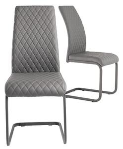 Huskon Grey Faux Leather Dining Chairs In Pair