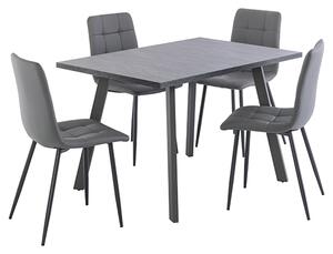 Paley Wooden Dining Table With 4 Virti Grey Chairs