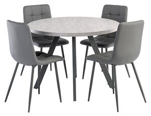 Remika Light Grey Dining Table With 4 Virti Grey Chairs