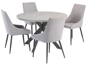 Remika Grey Wooden Dining Table With 4 Remika Grey Chairs