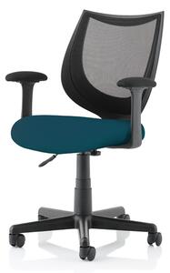 Camden Black Mesh Office Chair With Maringa Teal Seat