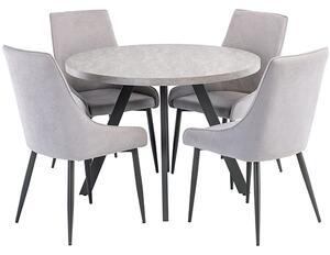 Remika Light Grey Dining Table With 4 Remika Grey Chairs