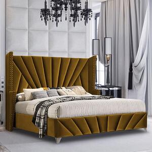 Pikeville Plush Velvet Single Bed In Mustard