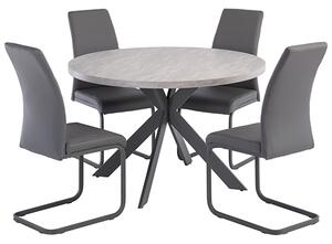 Remika Grey Wooden Dining Table With 4 Michton Grey Chairs