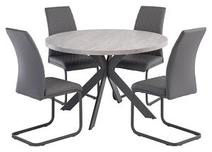 Remika Grey Wooden Dining Table With 4 Huskon Grey Chairs