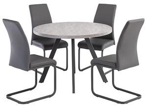 Remika Light Grey Dining Table With 4 Michton Grey Chairs