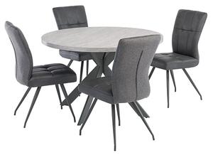 Remika Grey Wooden Dining Table With 4 Kebrila Grey Chairs