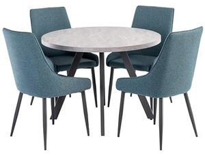 Remika Light Grey Dining Table With 4 Remika Teal Chairs