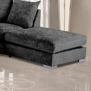 Boise Chenille Fabric Footstool In Charcoal