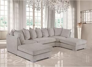 Boise U-Shape Plush Velvet Corner Sofa In Cream