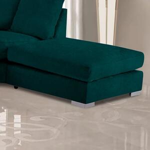 Boise Malta Plush Velour Fabric Footstool In Emerald