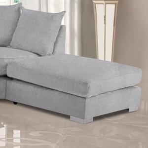 Boise Malta Plush Velour Fabric Footstool In Silver