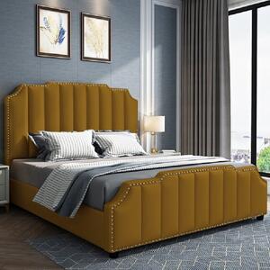 Abilene Plush Velvet Single Bed In Mustard