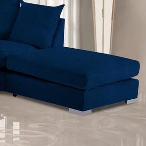 Boise Malta Plush Velour Fabric Footstool In Navy