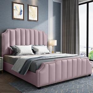 Abilene Plush Velvet Super King Size Bed In Pink