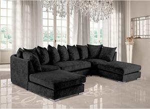 Boise U-Shape Chenille Fabric Corner Sofa In Black