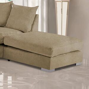 Boise Malta Plush Velour Fabric Footstool In Parchment