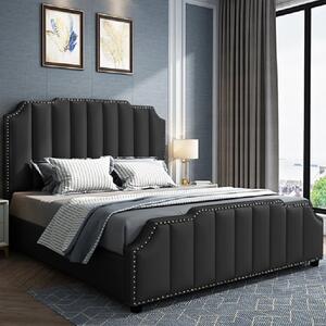 Abilene Plush Velvet Single Bed In Black