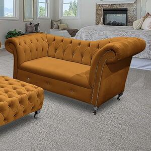 Izu Plush Velvet 2 Seater Sofa In Gold