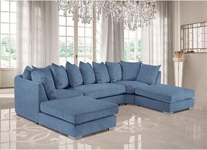 Boise U-Shape Plush Velvet Corner Sofa In Sky