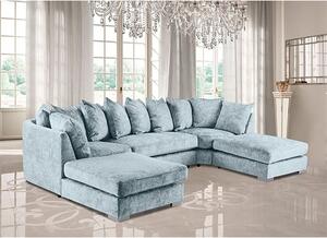 Boise U-Shape Chenille Fabric Corner Sofa In Sky