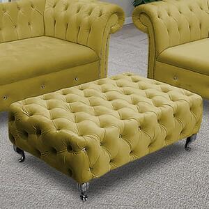 Izu Plush Velvet Footstool In Grass