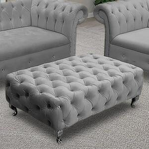 Izu Plush Velvet Footstool In Grey