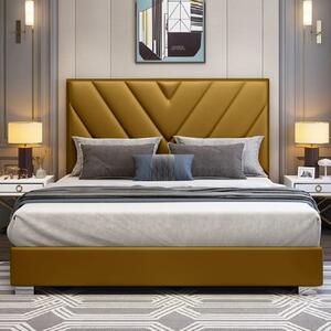 Dewitt Plush Velvet Single Bed In Mustard