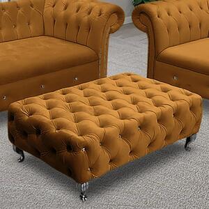 Izu Plush Velvet Footstool In Gold