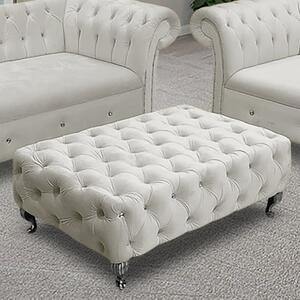 Izu Plush Velvet Footstool In Cream