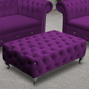 Izu Plush Velvet Footstool In Boysenberry